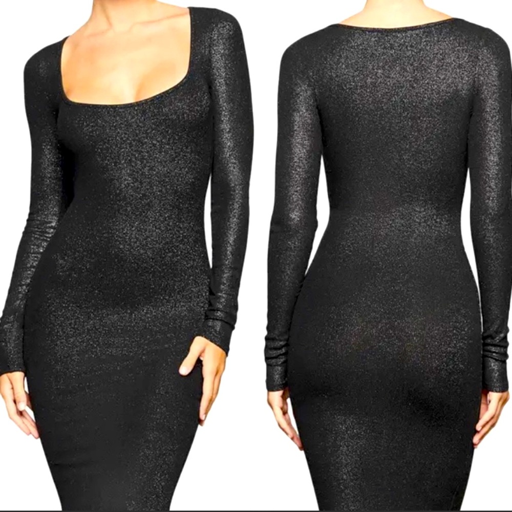 NWT Skims glittery black dress